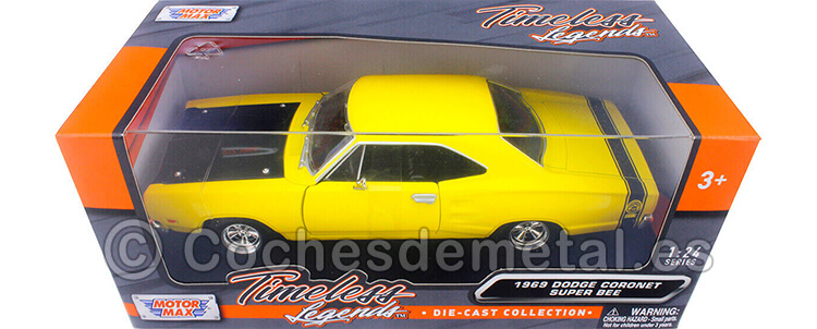 1969 Dodge Coronet Super Bee Amarillo/Negro 1:24 Motor Max 73315