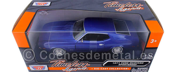 1971 Ford Mustang Sportsroof Azul Metalizado 1:24 Motor Max 73327