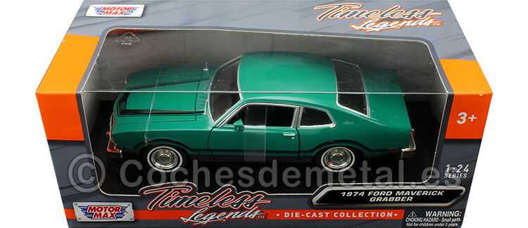 1974 Ford Maverick Grabber Verde/Negro 1:24 Motor Max 73332