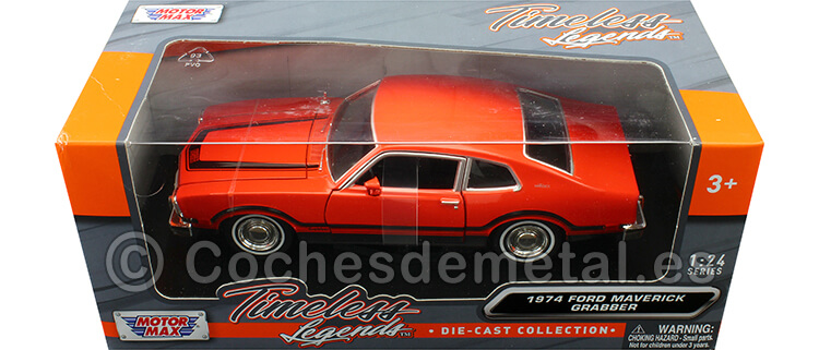 1974 Ford Maverick Grabber Naranja/Negro 1:24 Motor Max 73332