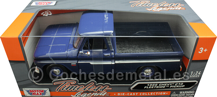 1966 Chevrolet C10 Fleetside Pickup Azul 1:24 Motor MAX 73355