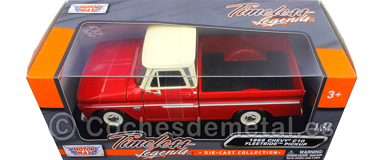 1966 Chevrolet C10 Fleetside Pickup Red 1:24 Motor MAX 73355