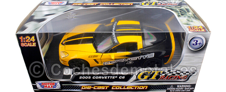 2005 Chevrolet Corvette C6 Racing Amarillo/Negro 1:24 Motor Max 73774