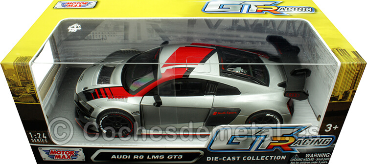 2015 Audi R8 LMS GT3 Plateado Decorado 1:24 Motor Max 73788