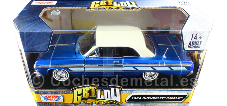 1964 Chevrolet Impala Lowrider Azul/Blanco 1:24 Motor Max 79021