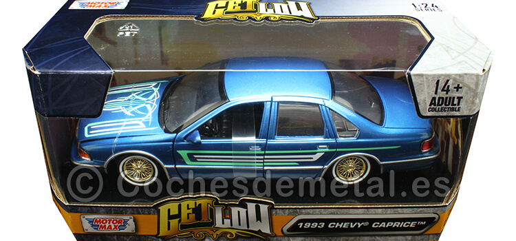 1993 Chevrolet Caprice Lowrider Azul Metalizado Decorado 1:24 Motor Max 79022