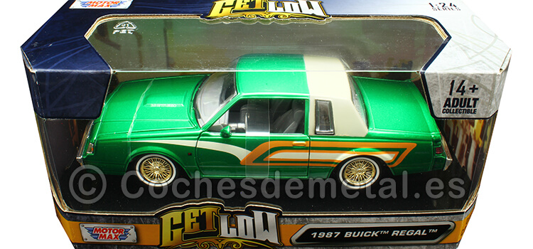 1987 Buick Regal Lowrider Verde Metalizado Decorado 1:24 Motor Max 79023