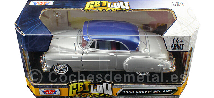 1950 Chevrolet Bel Air Gris Metalizado/Azul 1:24 Motor Max 79026