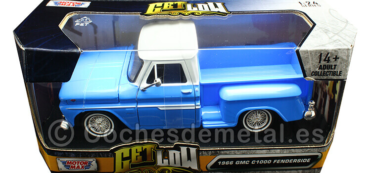 1966 GMC C1000 Stepside Lowrider Azul/Blanco 1:24 Motor Max 79035