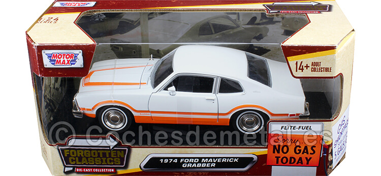 1974 Ford Maverick Grabber Blanco/Naranja 1:24 Motor Max 79043