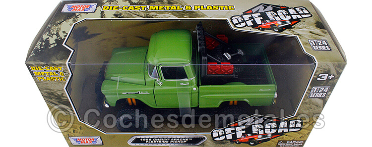 1958 Chevrolet Apache Fleetside Pickup Off Road Green 1:24 Motor Max 79135