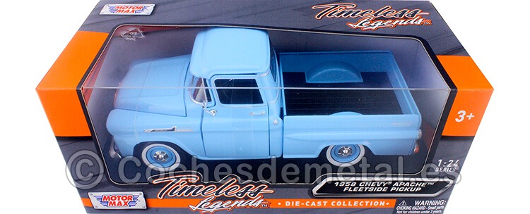 1958 Chevrolet Apache Fleetline Pickup Azul Claro 1:24 Motor Max 79311