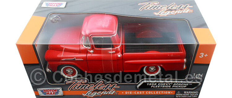 1958 Chevrolet Apache Fleetline Pickup Rojo 1:24 Motor Max 79311