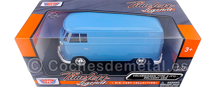1967 Volkswagen Type 2 (T1) Panel Van Azul 1:24 Motor Max 79342