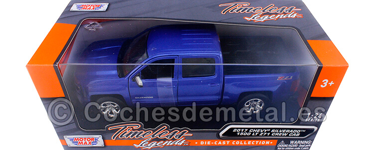 2017 Chevrolet Silverado 1500 LT-Z71 Crew Cab Pickup Azul 1:24 Motor Max 79344