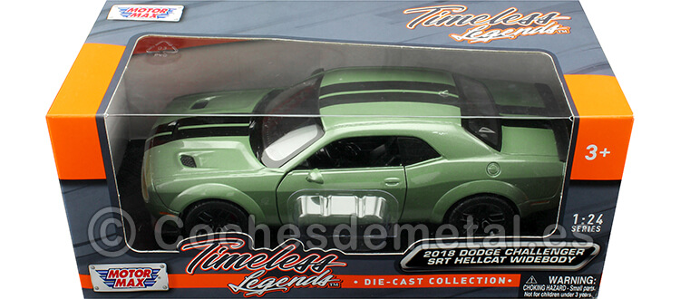 2018 Dodge Challenger SRT Hellcat Wide Body Verde Metalizado 1:24 Motor Max 79350