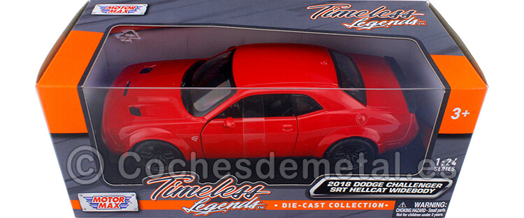 2018 Dodge Challenger SRT Hellcat Wide Body Rojo 1:24 Motor Max 79350
