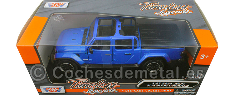 2021 Jeep Gladiator Overland Open Top Pickup Azul Metalizado 1:24 Motor Max 79367