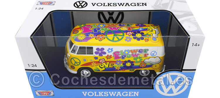 1967 Volkswagen Type 2 T1 Delivery Van Flower Power 1:24 Motor Max 79575