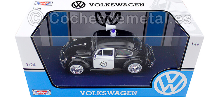 1966 Volkswagen Beetle Police Black/White 1:24 Motor Max 79578