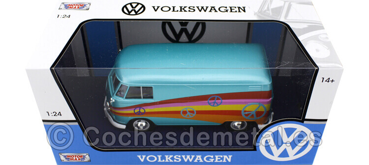 1967 Volkswagen Type 2 T1 Delivery Van Peace Turquesa Metalizado 1:24 Motor Max 79583
