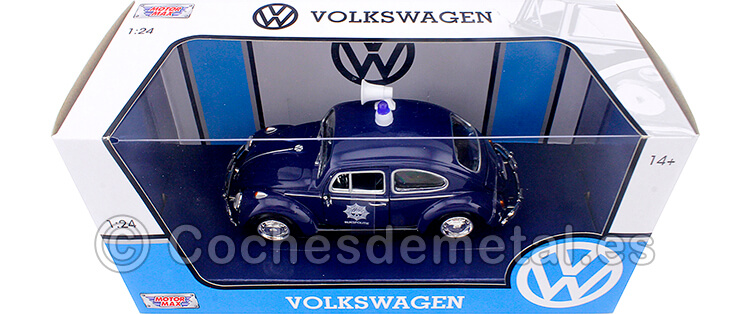 1966 Volkswagen Beetle Policia Holanda Azul 1:24 Motor Max 79589