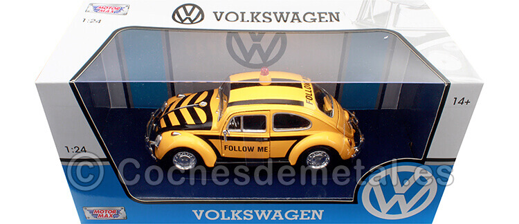 1966 Volkswagen VW Beetle Servicio Sígueme de Aeropuerto Amarillo/Negro 1:24 Motor Max 79590