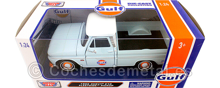 1966 Chevrolet C10 Fleetside Pickup Gulf Edition Azul/Naranja 1:24 Motor Max 79648