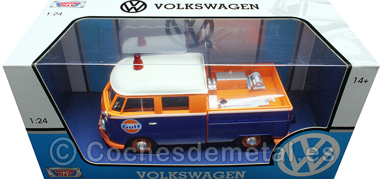 1967 Volkswagen Type 2 T1 Pickup Truck Gulf Azul/Naranja 1:24 Motor Max 79650