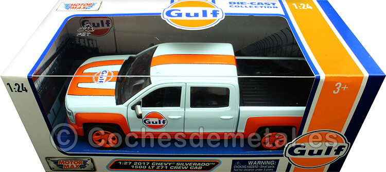 2017 Chevrolet Silverado 1500 LT Z71 Crewcab Gulf Azul/Naranja Decorado 1:24 Motor Max 79666