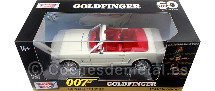 1964 Ford Mustang 1/2 Convertible 007 James Bond Contra Goldfinger Beige 1:24 Motor Max 79852