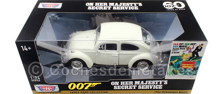 1969 Volkswagen VW Escarabajo 007 James Bond Al Servicio Secreto de su Majestad Blanco 1:24 Motor Max 79854