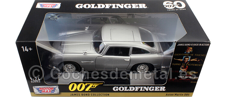 1964 Aston Martin DB5 007 James Bond Contra Goldfinger Gris Plata 1:24 Motor Max 79857