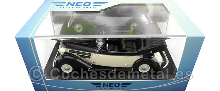 1939 Audi 920 Cabriolet Gläser Negro/Blanco 1:43 NEO Scale Models 47085