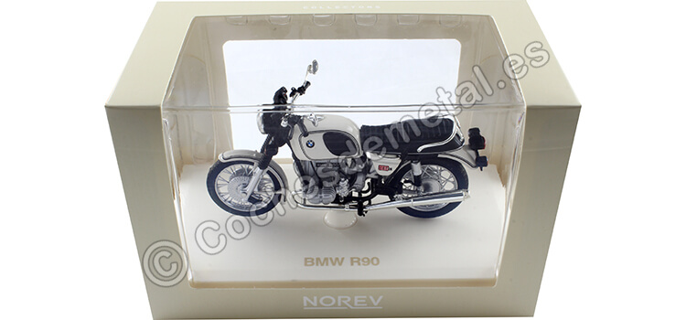 1974 Motocicleta BMW R90/6 Blanca 1:18 Norev 182036
