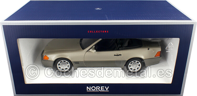 1989 Mercedes-Benz 500 SL Convertible Smoke Silver Metallic 1:18 Norev HQ 183719