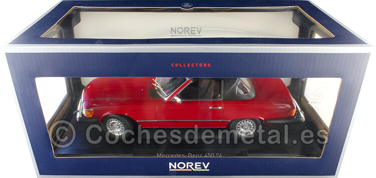 1979 Mercedes-Benz 450 SL (R107) Versión EE.UU. Rojo 1:18 Norev 183729