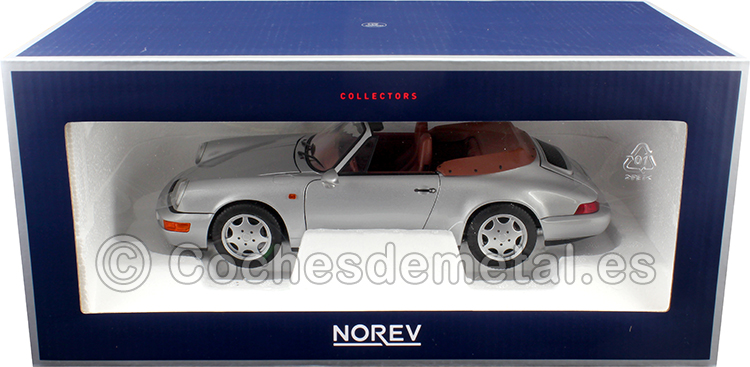 1990 Porsche 911 Carrera 2 Cabriolet Plateado 1:18 Norev HQ 187330
