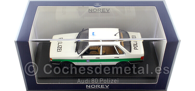 1979 Audi 80 B2 Policía de Niederkaltenkirchen Blanco/Verde 1:43 Norev 830053