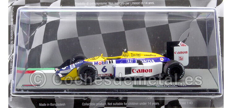 1987 Williams FW11B Nº6 Nelson Piquet Campeón del Mundo 1:43 Editorial Salvat ABF1M054A