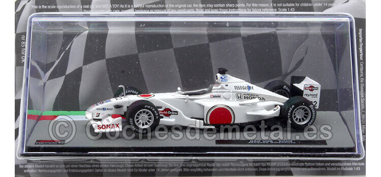 2000 BAR 002 Nº22 Jacques Villeneuve 1:43 Editorial Salvat ABF1M092A