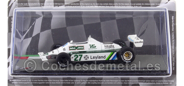 1980 Williams FW07B Nº27 Alan Jones World Champion Blanco/Verde 1:43 Editorial Salvat F1 22