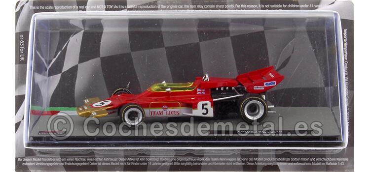 1970 Lotus 72C Nº5 Jochen Rindt Rojo/Dorado 1:43 Editorial Salvat F1 23