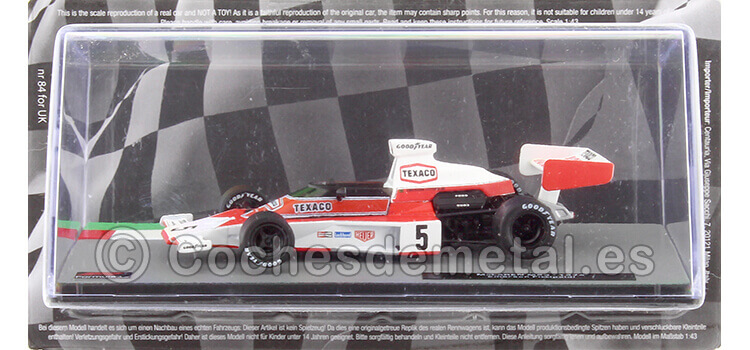 1974 McLaren M23 Nº5 Emerson Fittipaldi GP F1 Brasil y Campeón del Mundo RojoBlanco 143 Editorial Salvat F1 28
