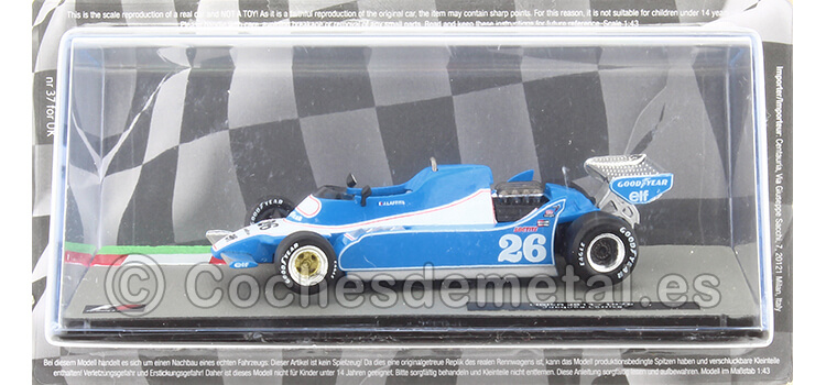 1979 Ligier JS11 Nº26 Jacques Laffite GP F1 Argentina Azul Blanco 1.43 Editorial Salvat F1 29