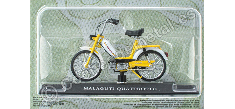 1975 Malaguti Quattrotto 50 Blanco/Amarillo Passione Motorini 1:18 Editorial Salvat MOTO16