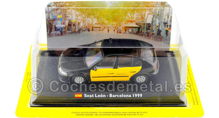 1999 Seat Leon Taxi de Barcelona Negro/Amarillo 1:43 Salvat SEAT99