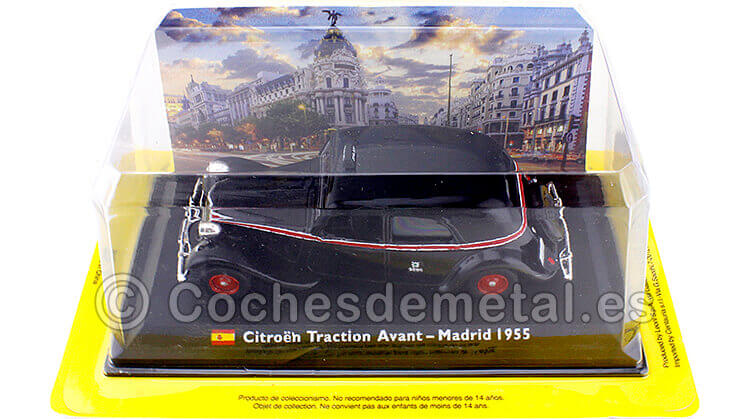 1955 Citroen Traction Avant [M-603067] Taxi de Madrid Negro/Rojo 1:43 Editorial Salvat SP98