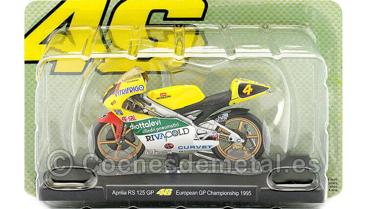 1995 Aprilia RS 125 Nº46 Valentino Rossi Campeonato Europeo de Motociclismo 1:18 Editorial Salvat ROSSI0038