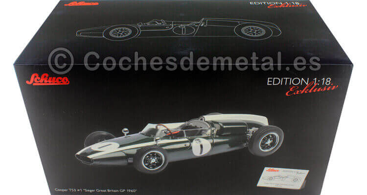 1960 Cooper T53 Nº1 Brabham Campeón del Mundo F1 GP Gran Bretaña 1:18 Schuco 0340